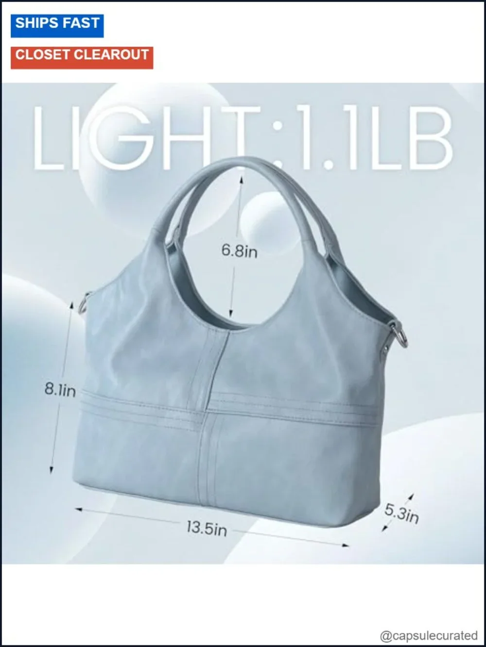 Vegan Leather Hobo Tote Bag with Detachable Satchel Strap